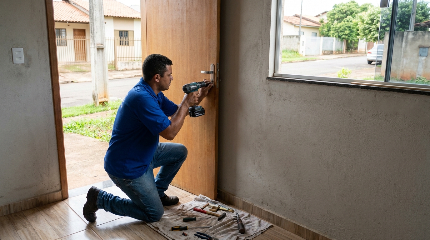 Instalação de fechadura residencial em Botucatu‑SP